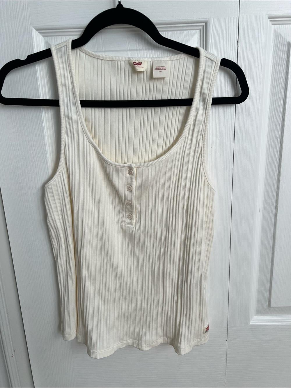 Levi's Cream Ribbed Henley Tank